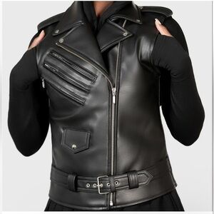 Killstar Black Faux Leather Biker Vest